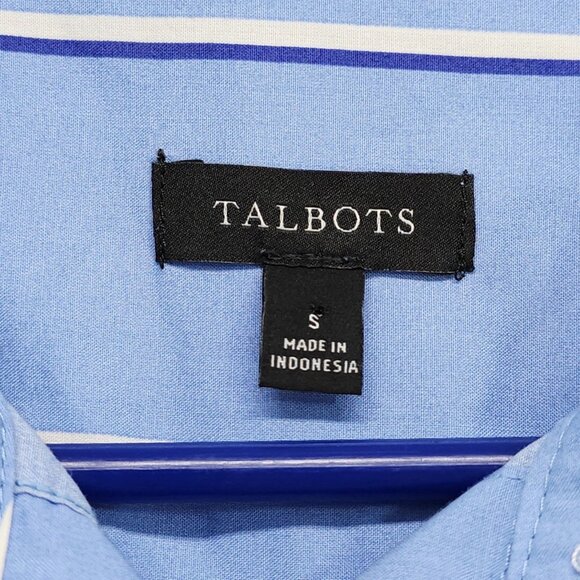 Talbots Top Womens S Blue Striped Classic Cotton Shirt Long Sleeve Button Up - Picture 6 of 7